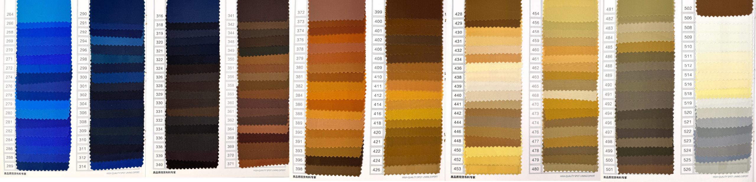 polyester lining color reference for OEM ODM bag projects