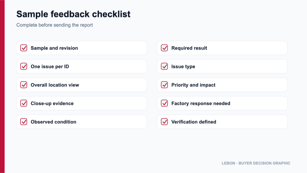 Bag sample feedback release checklist
