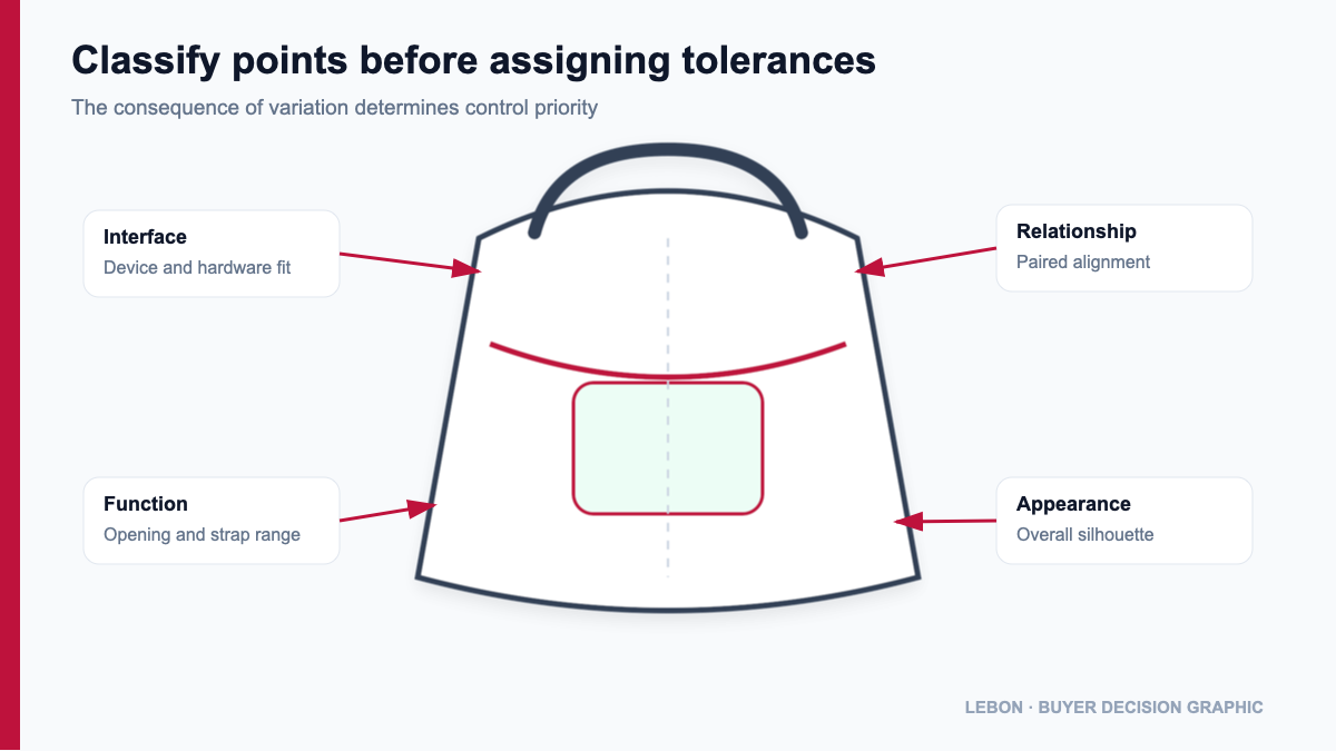 Function-based tolerance map for a custom soft bag