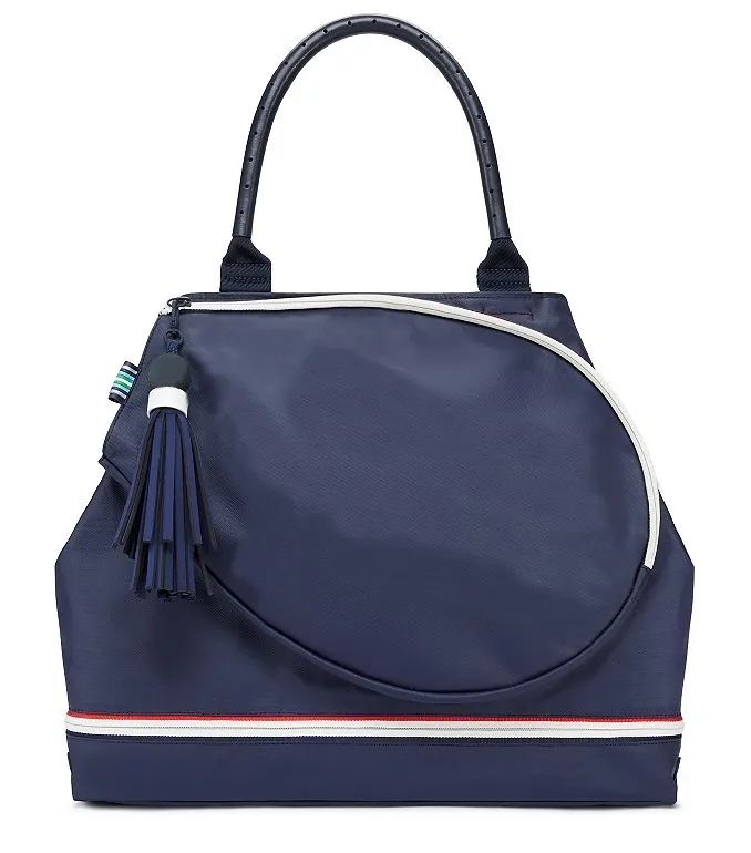Custom Canvas Tennis Tote Bag with Racket Pocket and Interior Organizers