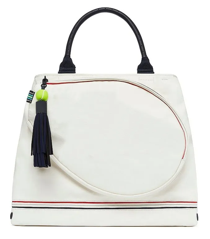 Custom Canvas Tennis Tote Bag with Racket Pocket and Interior Organizers