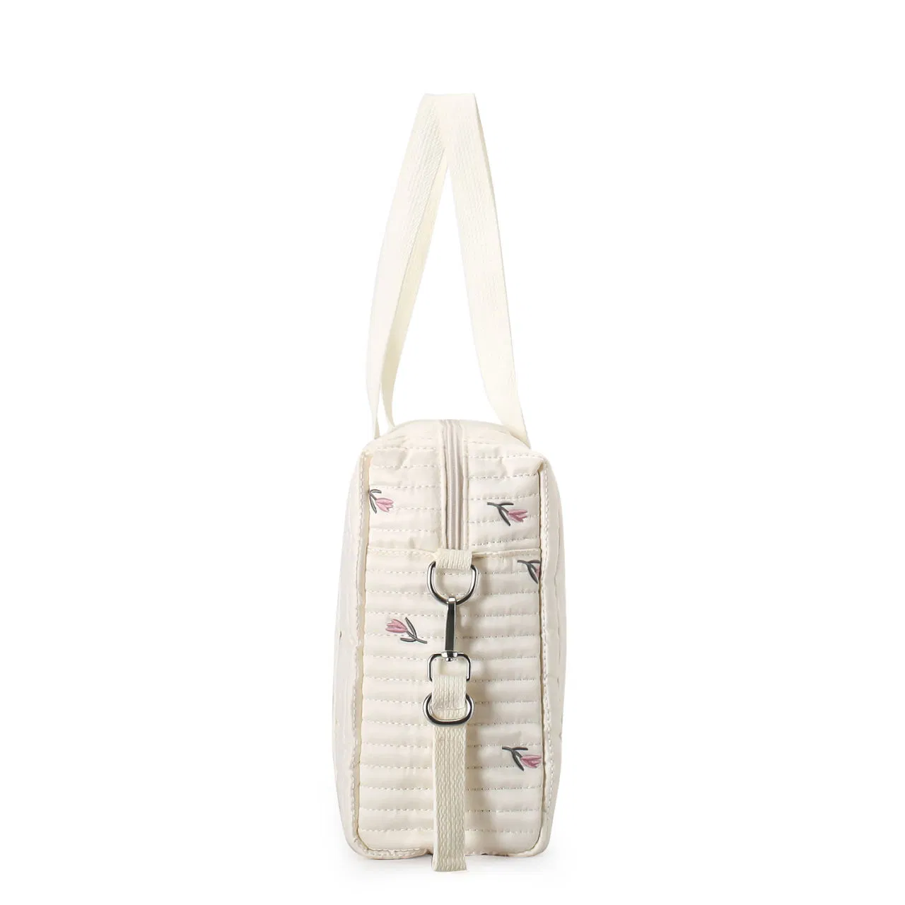 Custom Quilted Floral Diaper Tote Bag with Detachable Strap