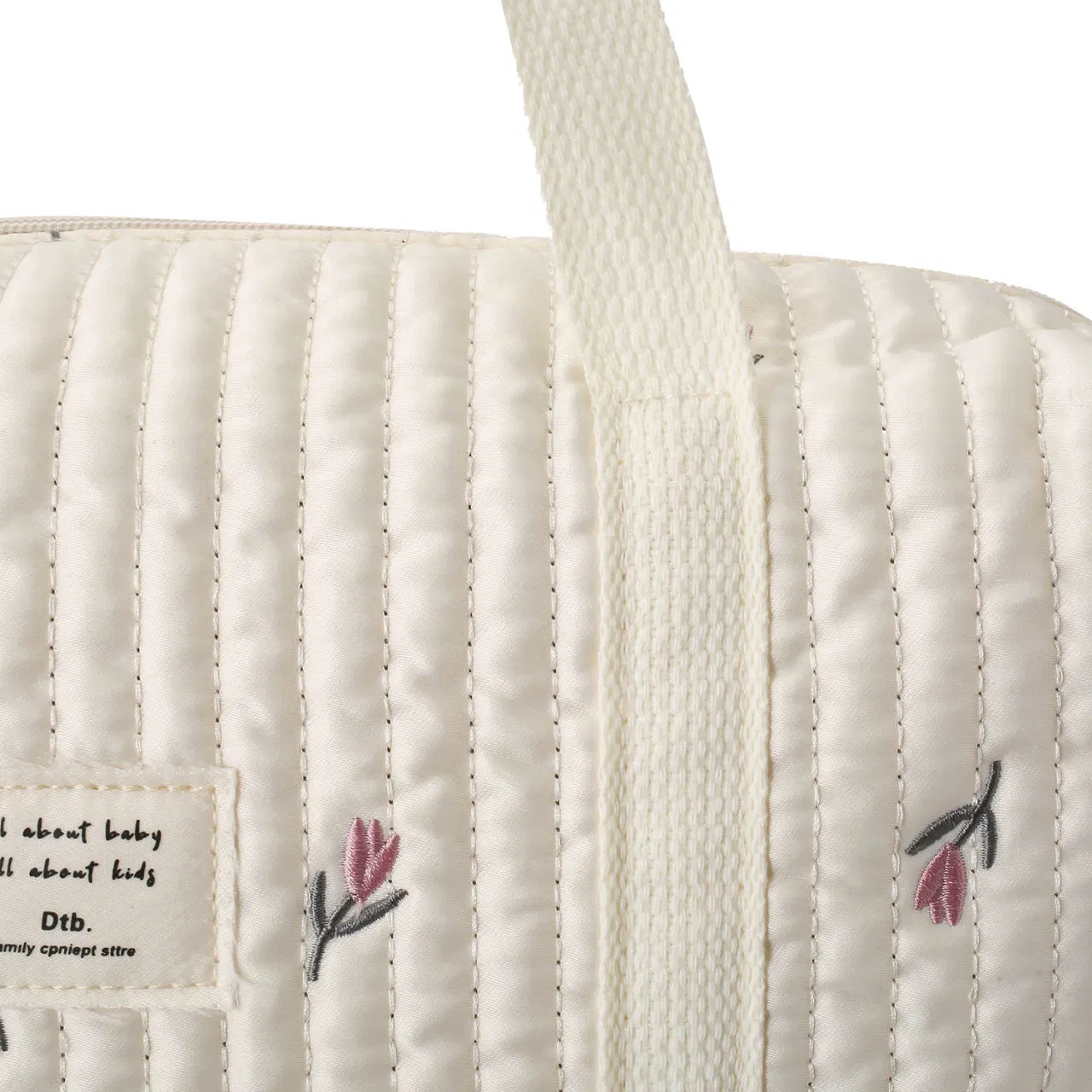 Custom Quilted Floral Diaper Tote Bag with Detachable Strap