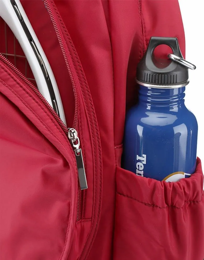 Custom Tennis Racket Backpack with Front Accessory Pocket and Side Bottle Pockets