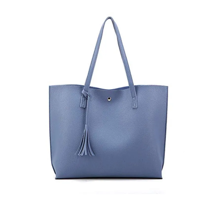 Custom PU Leather Tote Bag with Tassel and Magnetic Closure