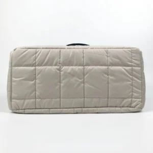 Custom Quilted Nylon Tote Bag with Black Handles and Double Zipper