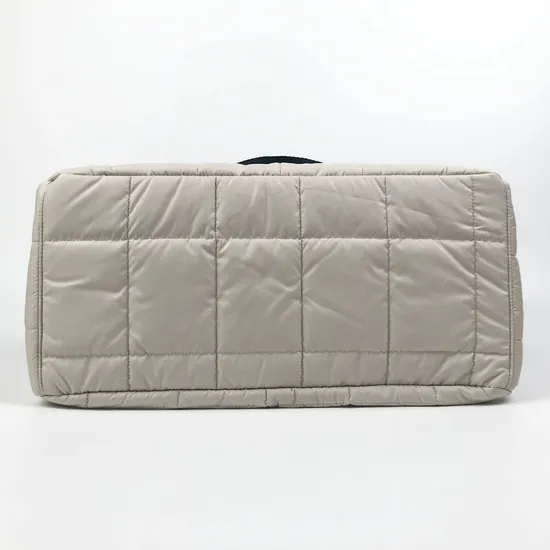 Custom Quilted Nylon Tote Bag with Black Handles and Double Zipper