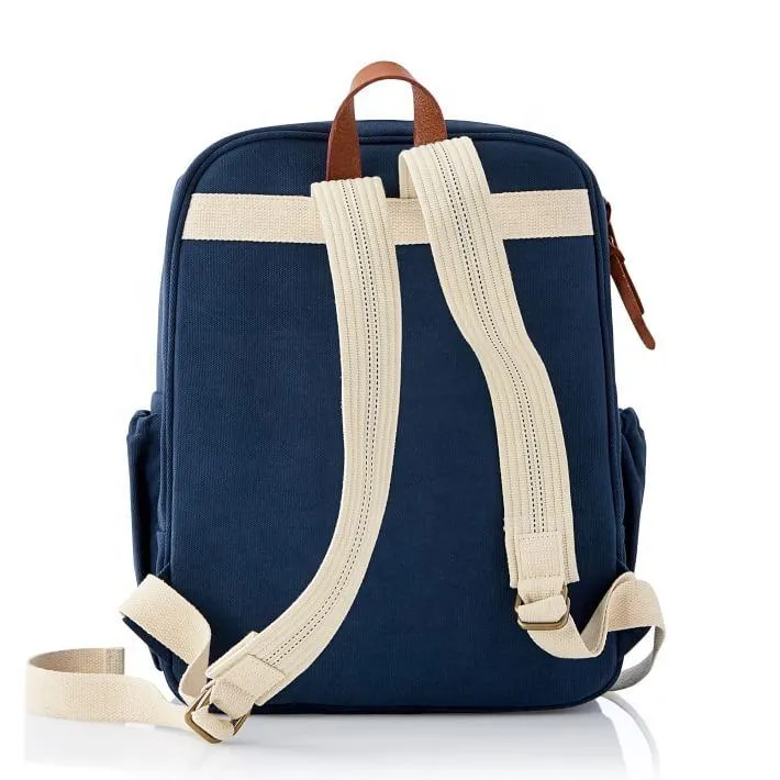 Custom Cotton Canvas Tennis Backpack with Racket Pocket and Striped Lining