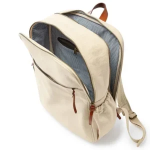 Custom Cotton Canvas Tennis Backpack with Racket Pocket and Striped Lining