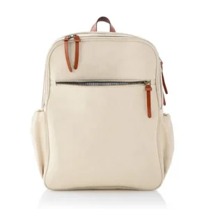 Custom Cotton Canvas Tennis Backpack with Racket Pocket and Striped Lining