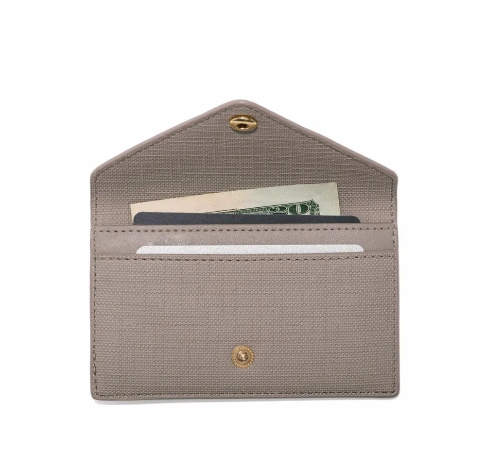 Custom PU Envelope Card Wallet with Snap Closure and Exterior D-Ring