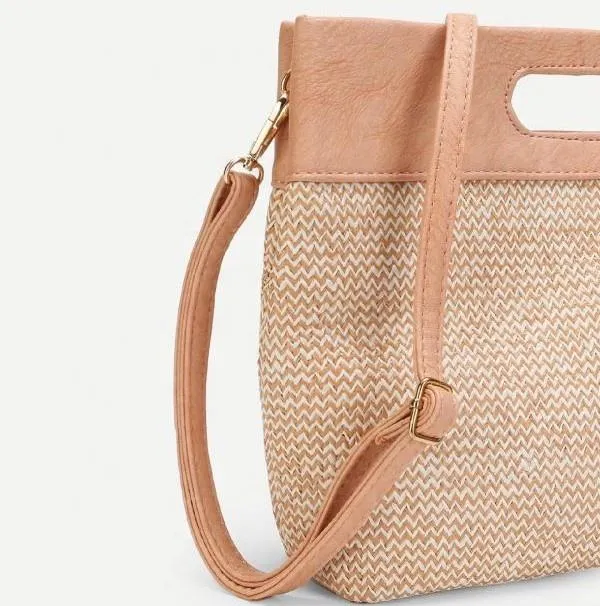 Custom Woven Jute Tote Bag with Cutout Handles and Contrast Trim