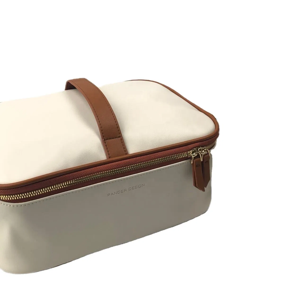 Custom PU Cosmetic Train Case with Mesh Lid Pocket