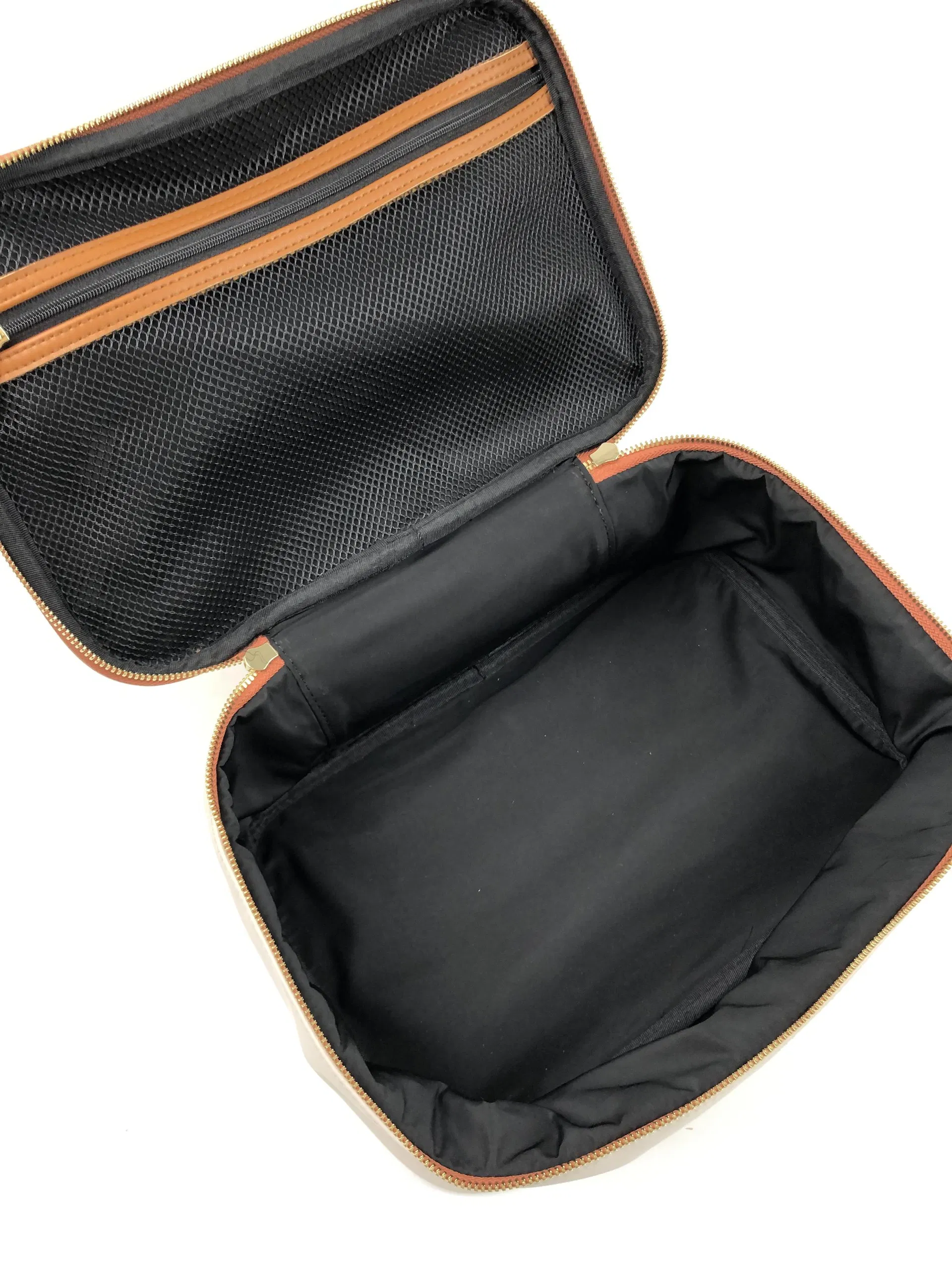 Custom PU Cosmetic Train Case with Mesh Lid Pocket