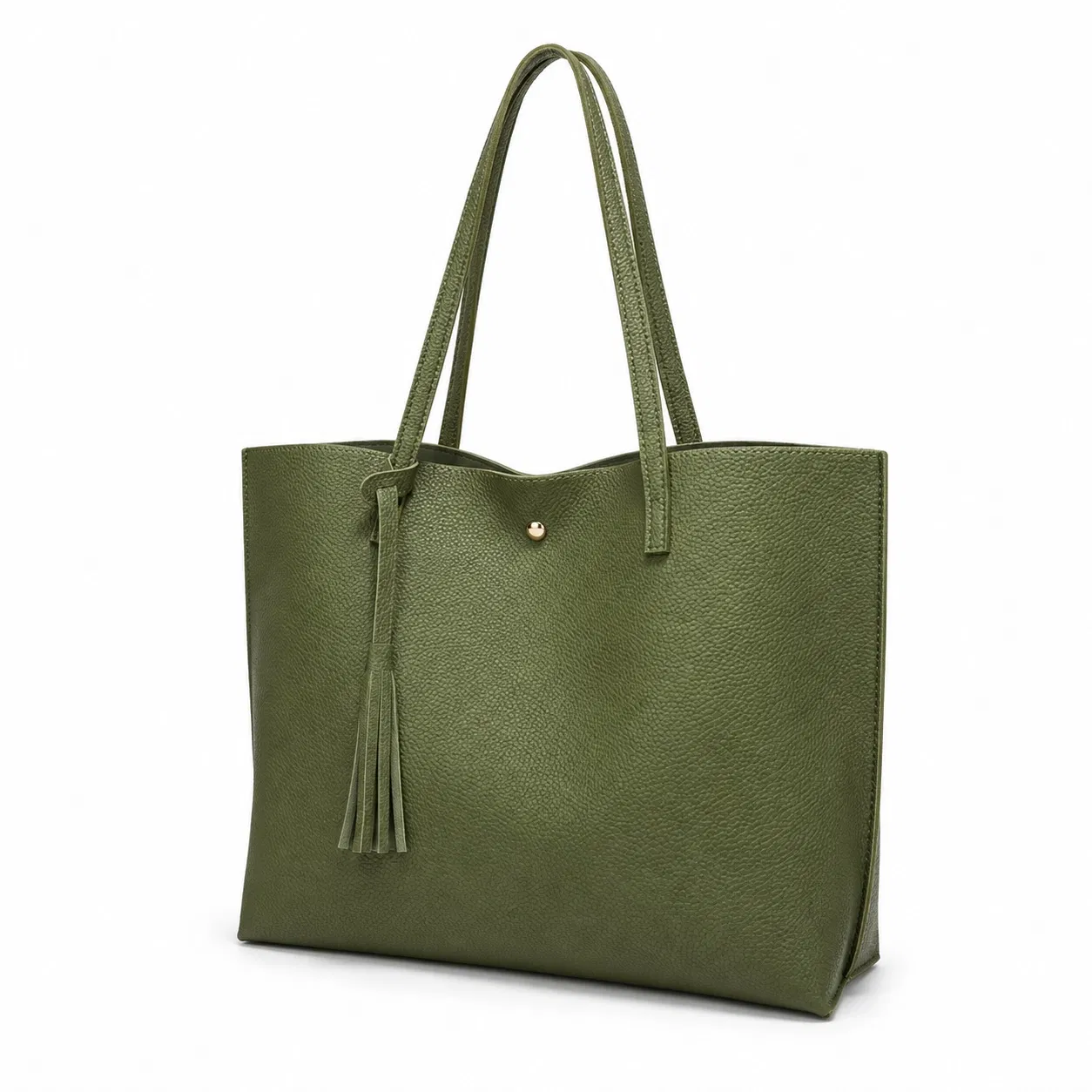 Custom Pebbled Faux Leather Tote Bag with Tassel and Magnetic Closure