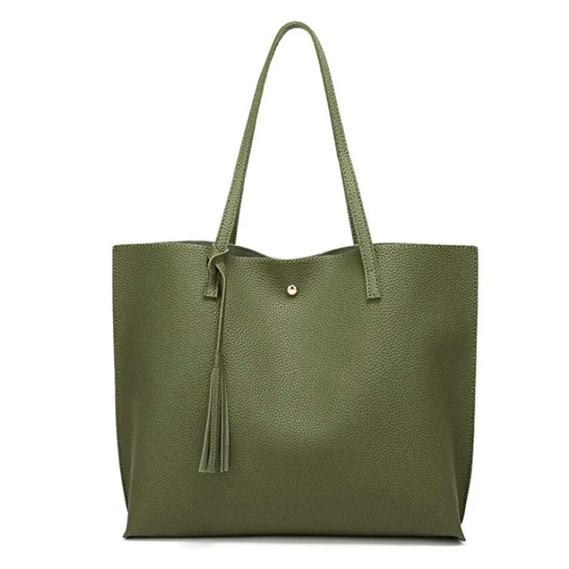 Custom Pebbled Faux Leather Tote Bag with Tassel and Magnetic Closure