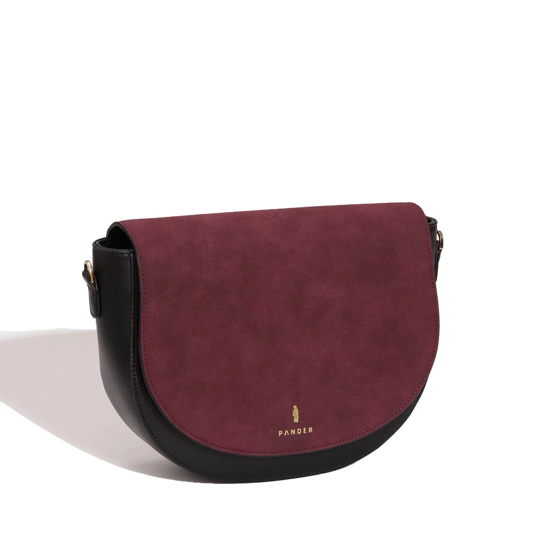 Custom PU Mini Saddle Crossbody Bag with Burgundy Flap
