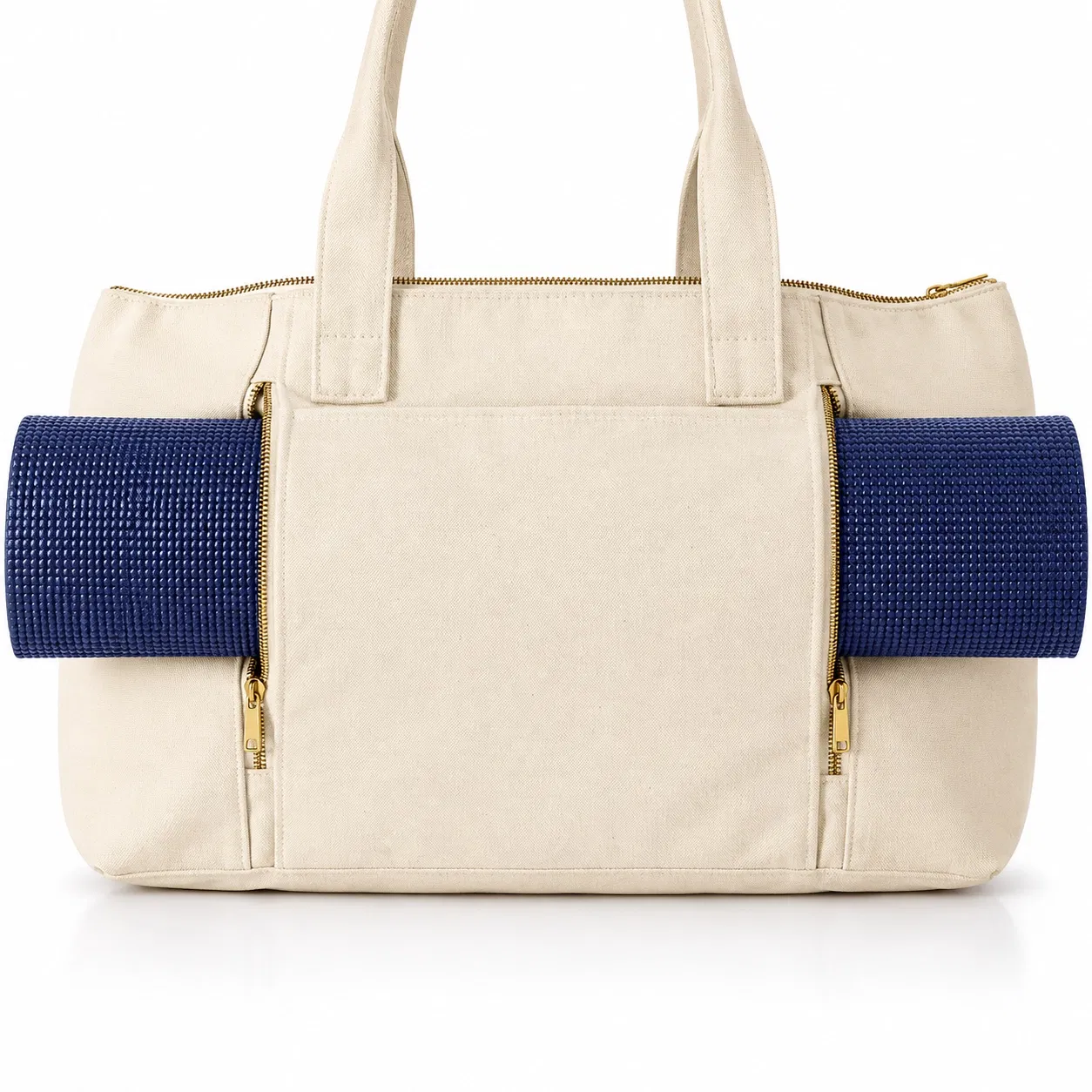 Custom Cotton Canvas Yoga Tote Bag with Mat Holder