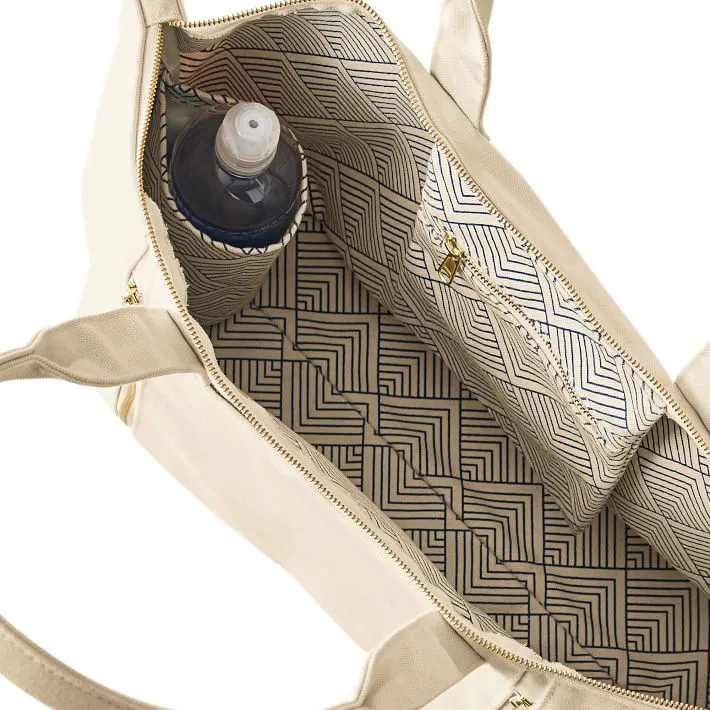 Custom Cotton Canvas Yoga Tote Bag with Mat Holder