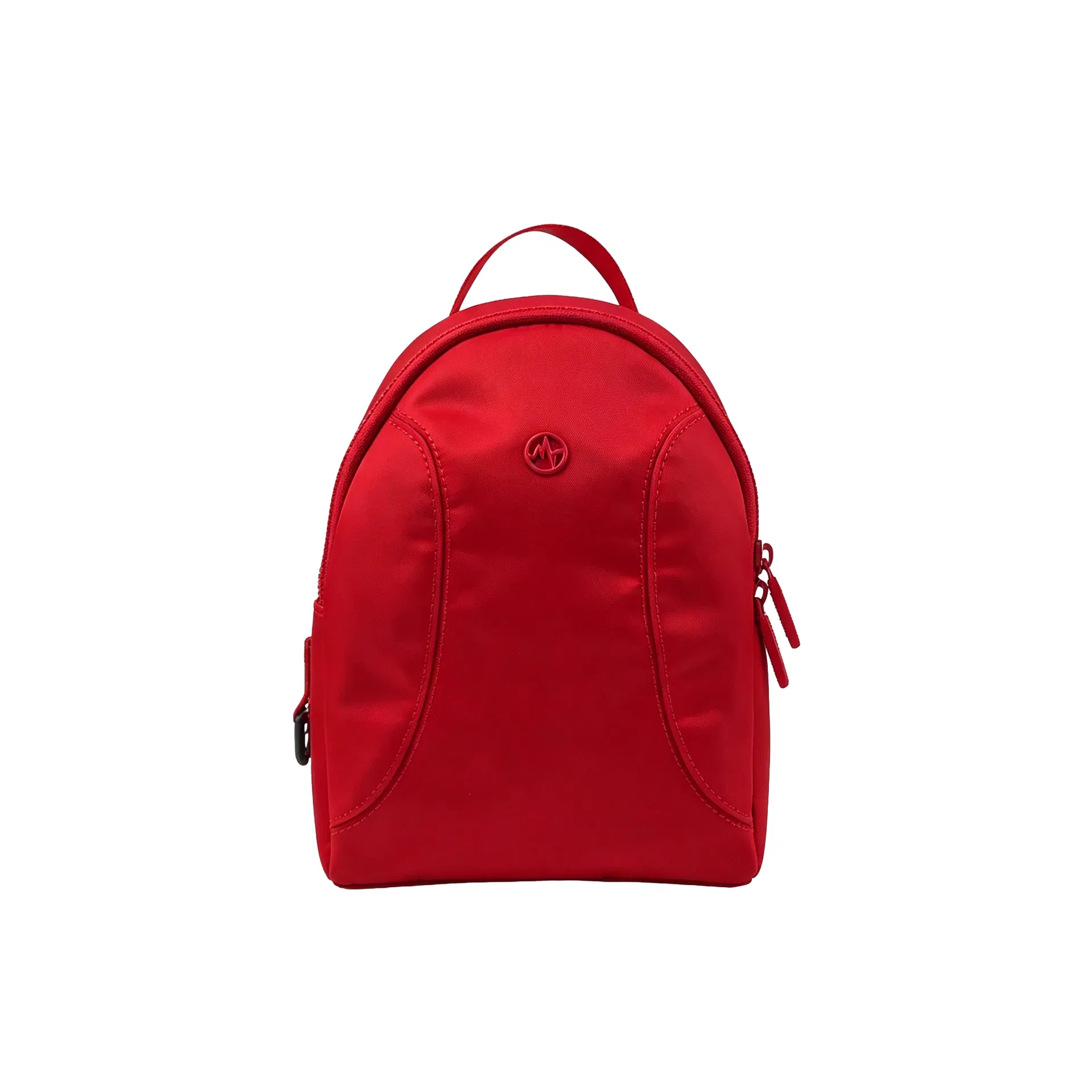 Red Nylon Mini Backpack with Adjustable Straps and Interior Organizer Pockets