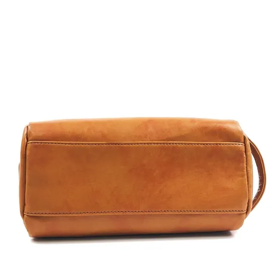 Custom PU Leather Toiletry Bag with Side Handle and Double Zipper Pulls
