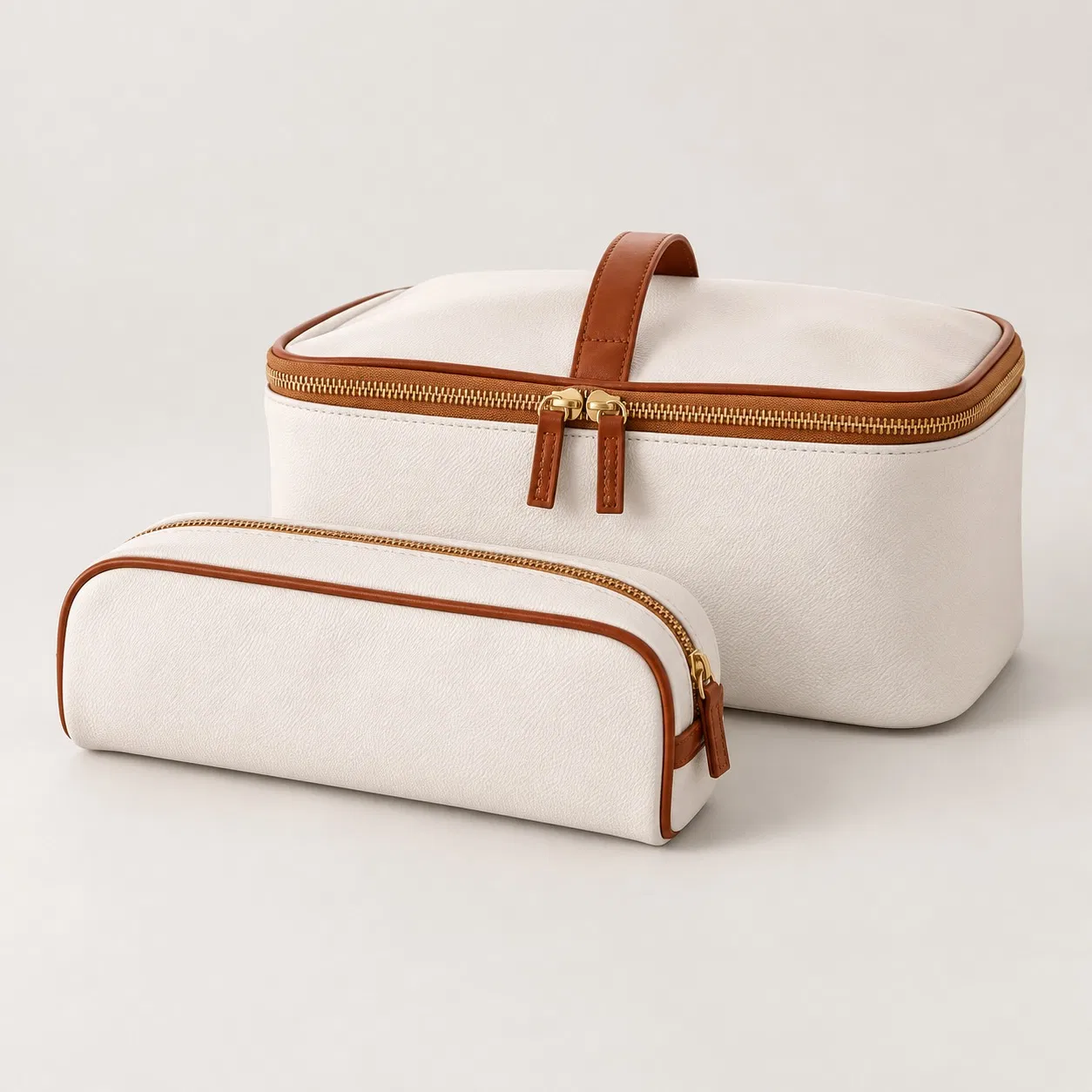 Custom Two Piece PU Cosmetic Bag Set with Travel Makeup Pouch
