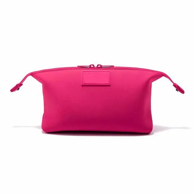 Custom Pink Neoprene Cosmetic Pouch with Double Zipper