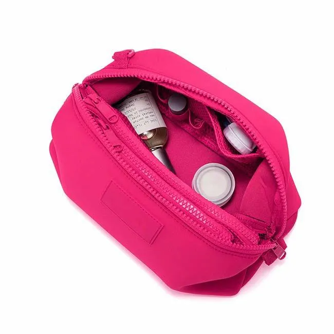Custom Pink Neoprene Cosmetic Pouch with Double Zipper