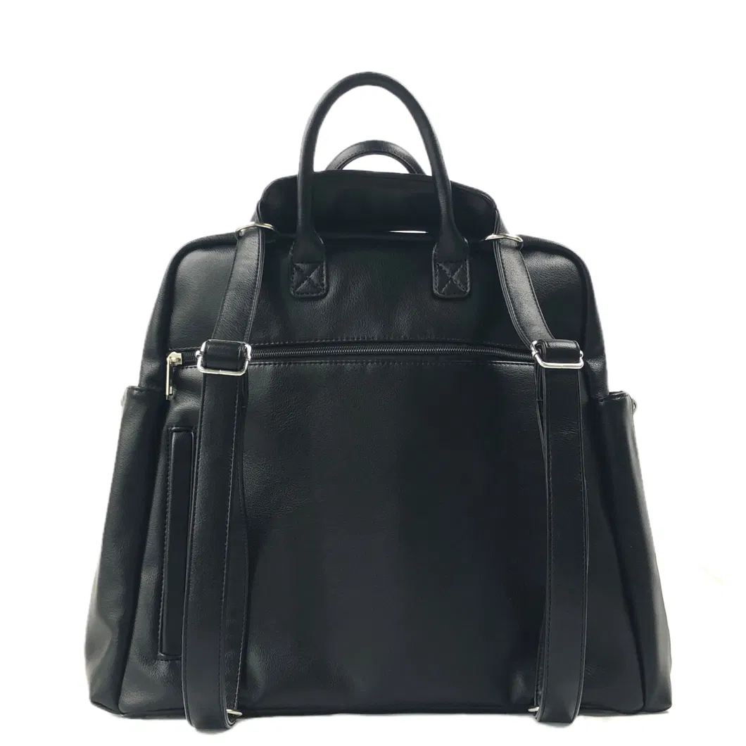 Custom PU Leather Diaper Backpack with Organizer Pockets and Carry Handles