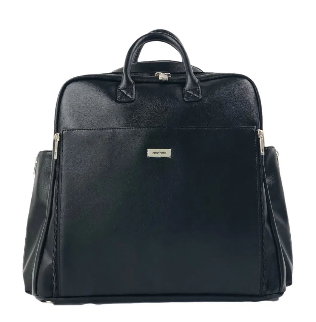 Custom PU Leather Diaper Backpack with Organizer Pockets and Carry Handles