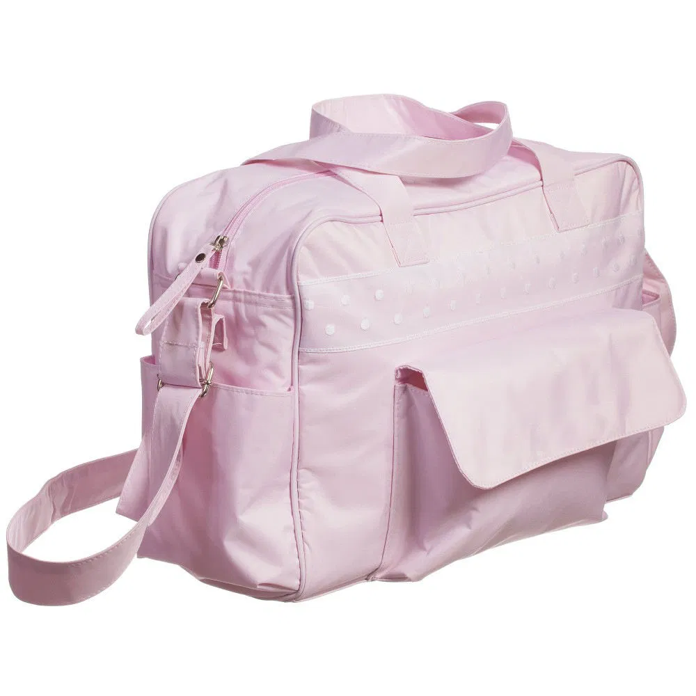 Custom Pink Polyester Diaper Bag with Changing Mat and Shoulder Strap