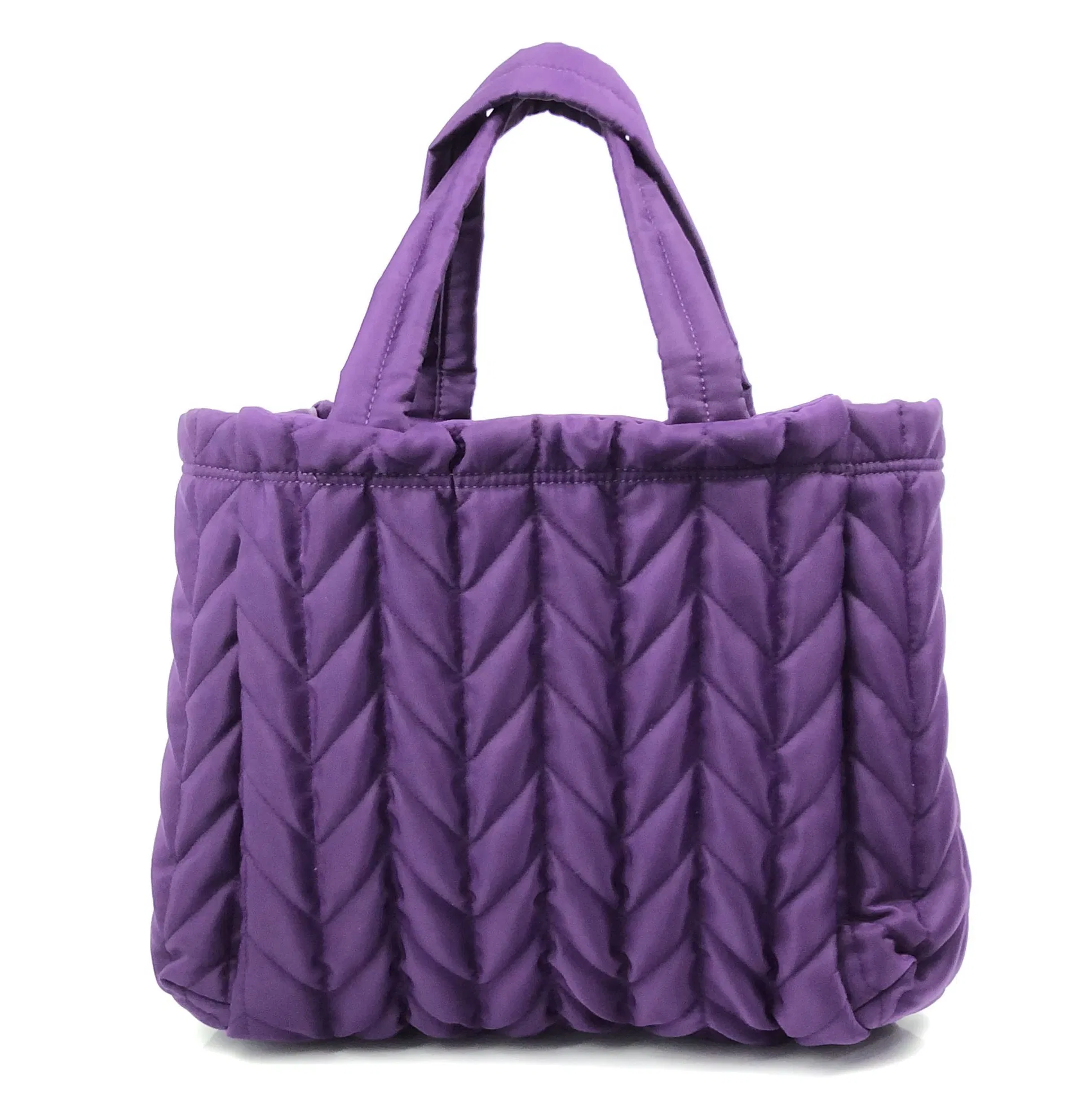 Custom Purple Quilted Nylon Diaper Tote Bag with Twin Carry Handles