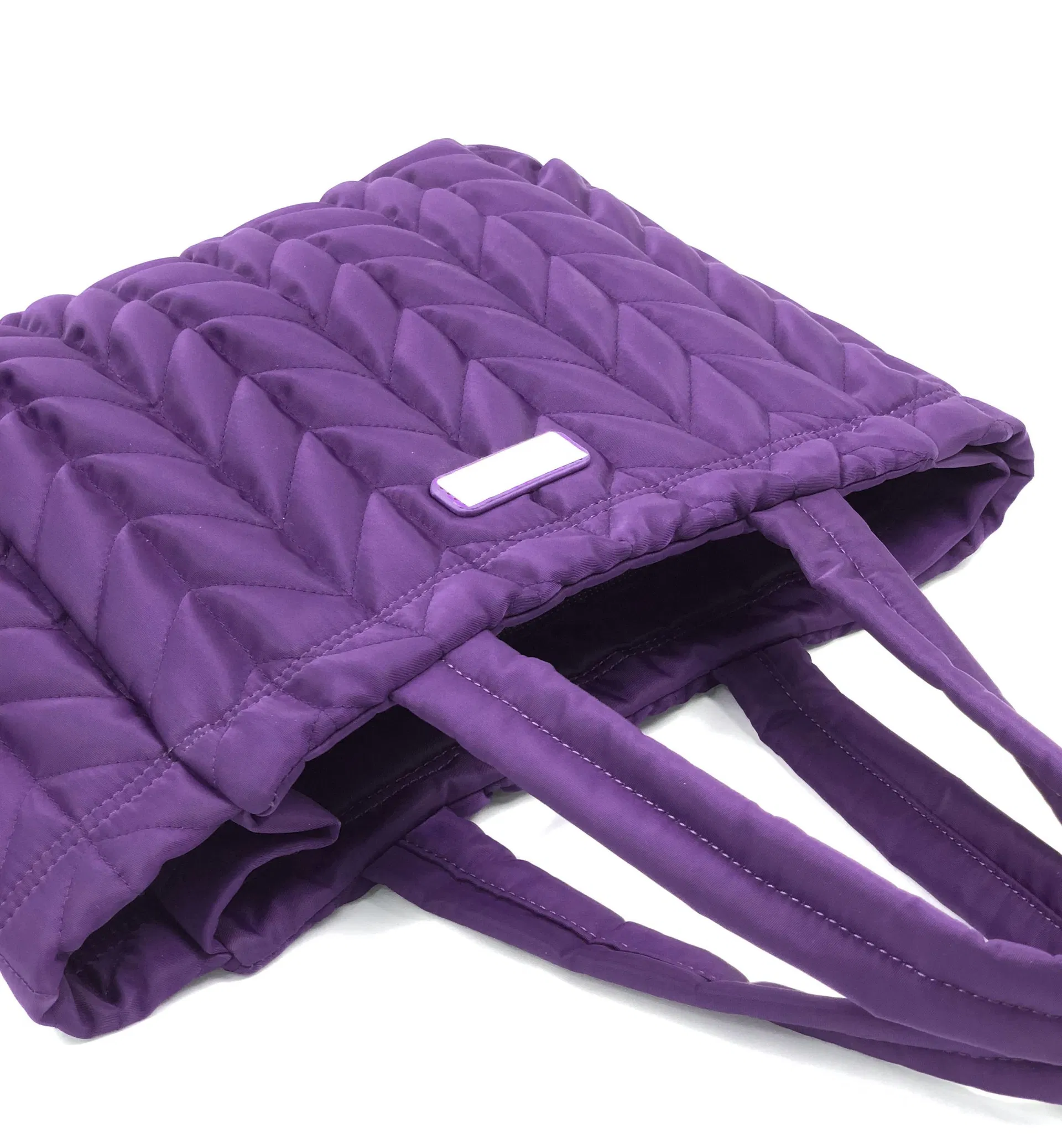 Custom Purple Quilted Nylon Diaper Tote Bag with Twin Carry Handles