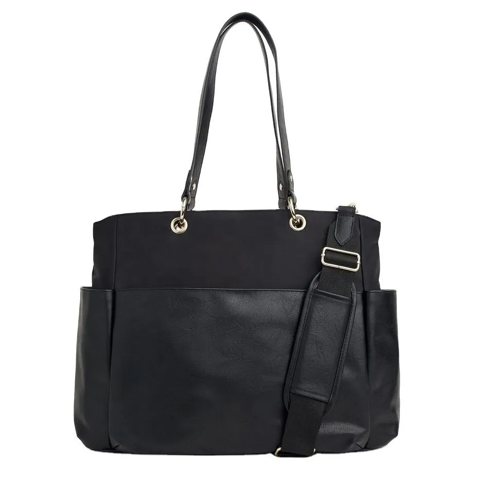 Custom PU Diaper Tote Bag with Organizer Pockets and Adjustable Shoulder Strap