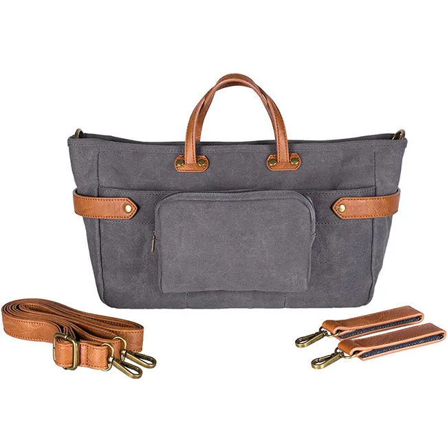 Custom Waxed Canvas Stroller Organizer Diaper Bag with Detachable Pouch