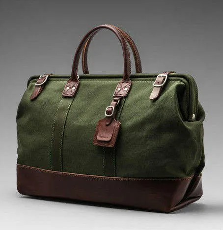 Custom Canvas Weekender Duffel Bag with Leather Trim