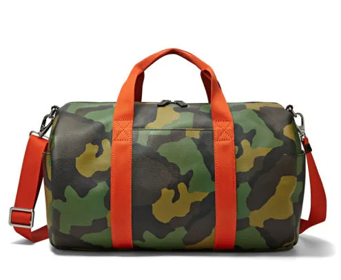 Custom Camouflage PVC Travel Duffel Bag with Orange Straps
