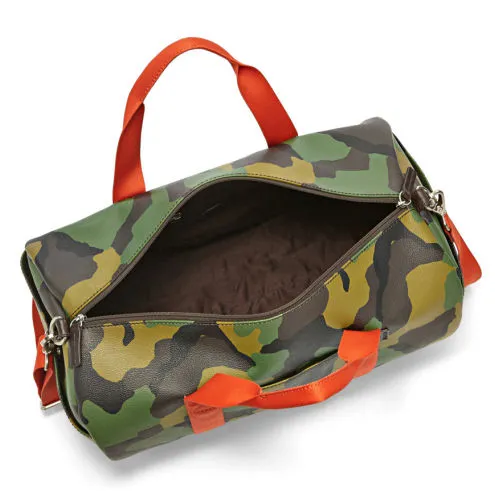 Custom Camouflage PVC Travel Duffel Bag with Orange Straps