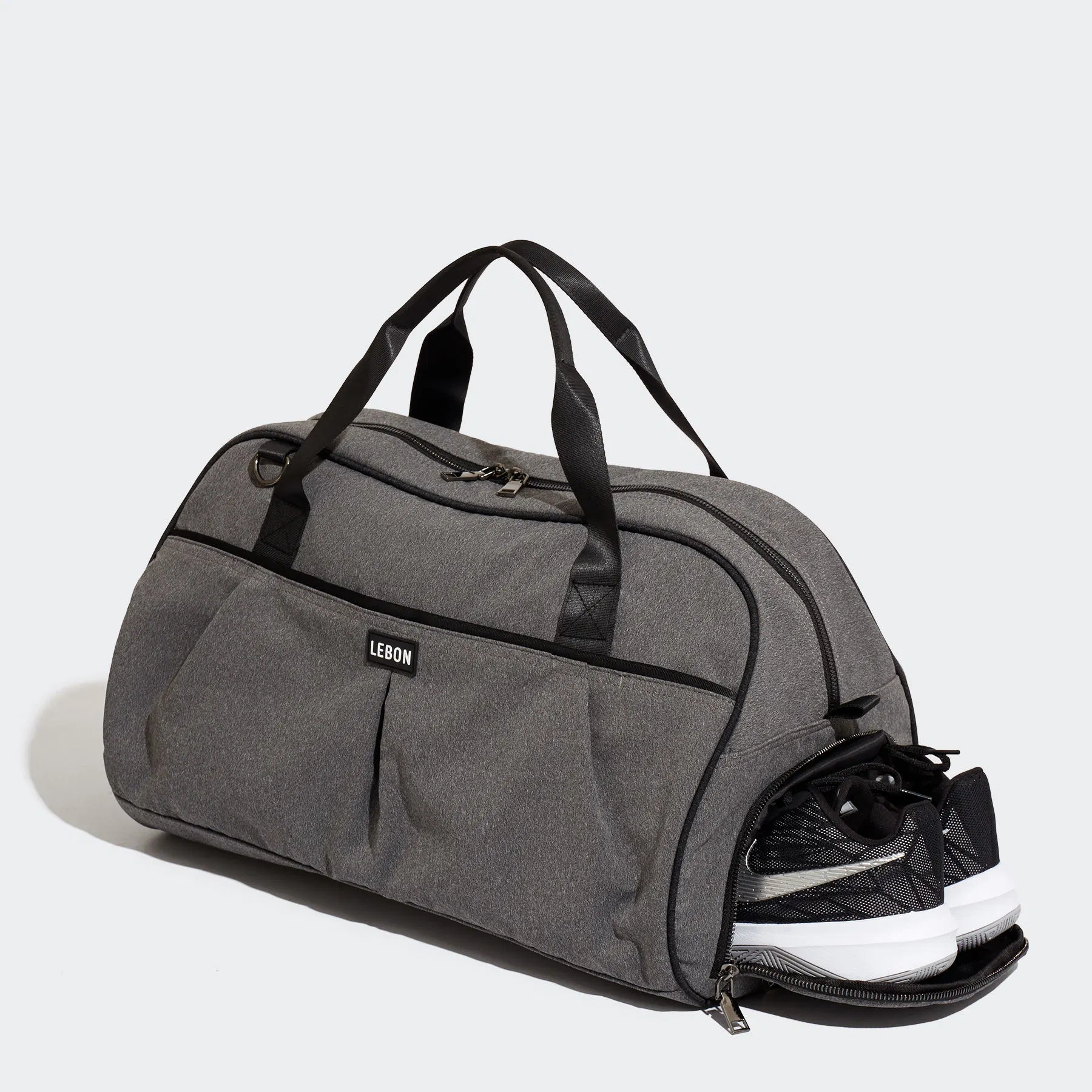Custom Polyester Gym Duffel Bag with Separate Shoe Compartment and Front Pockets
