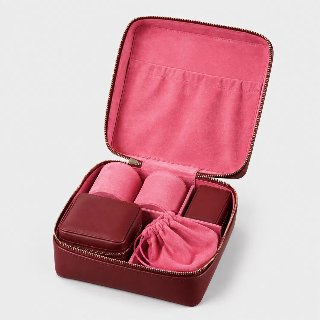 Custom Travel Jewelry Organizer Case with Velvet Lining and Ring Box