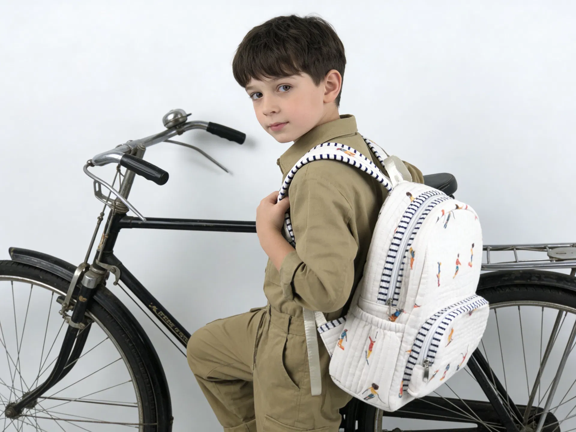 Custom Quilted Ski Print Kids Backpack with Padded Straps and Pockets