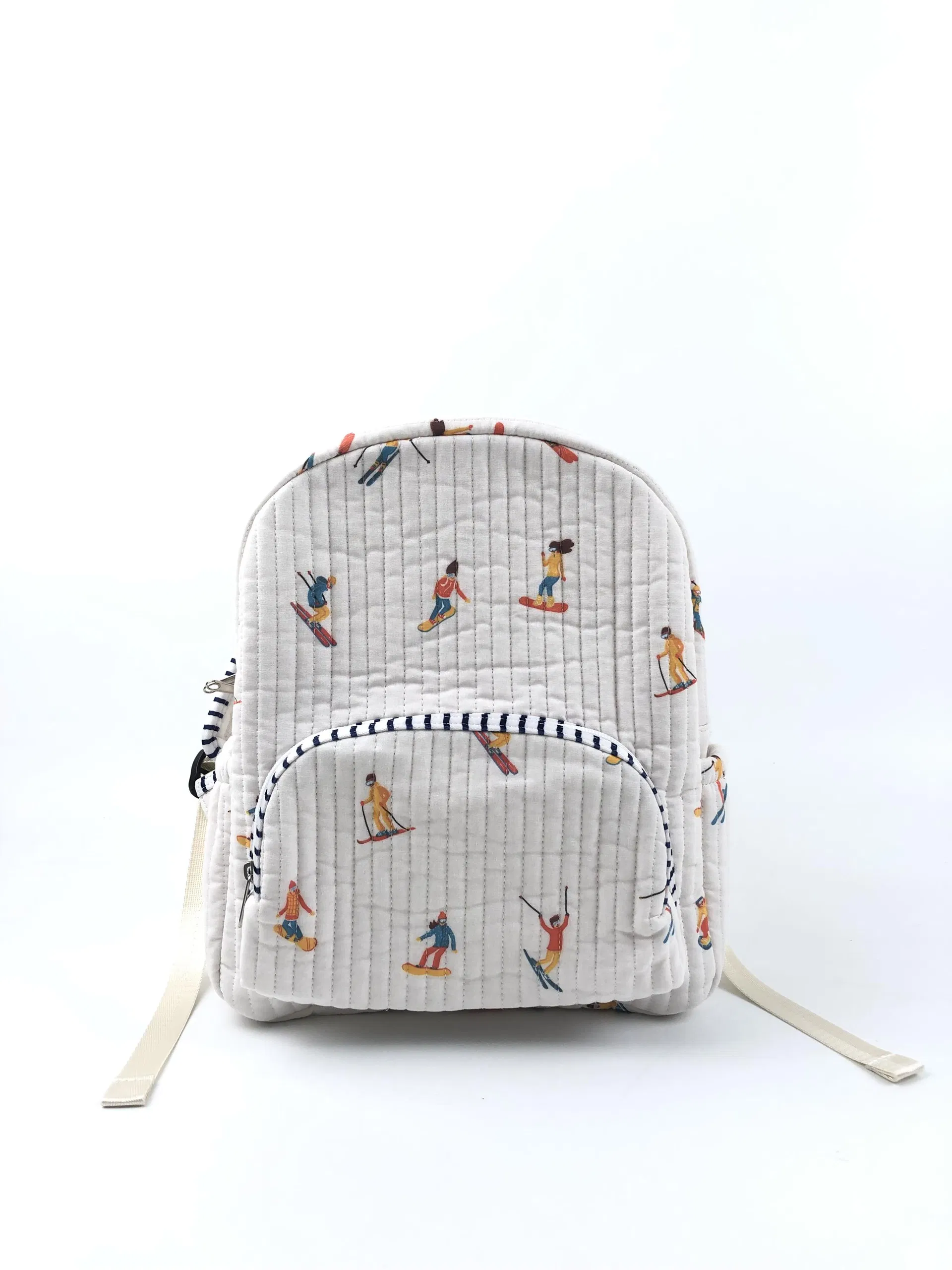 Custom Quilted Ski Print Kids Backpack with Padded Straps and Pockets
