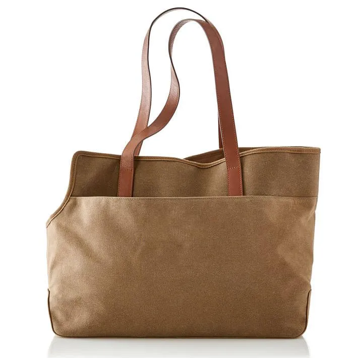 Custom Waxed Canvas Dog Carrier Tote Bag with Removable Fleece Lining