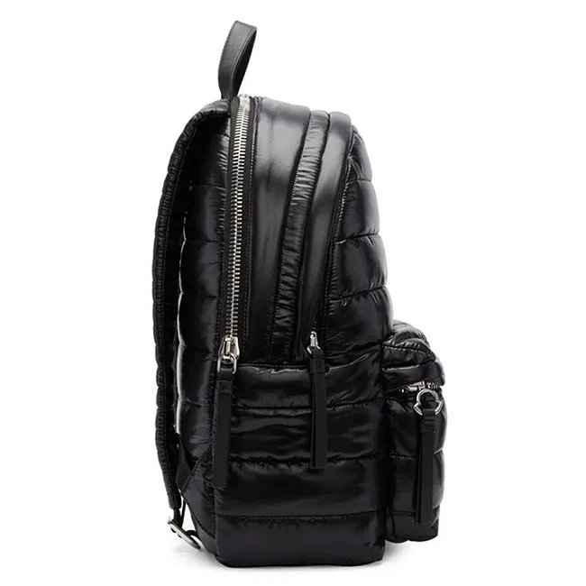 Custom Quilted Nylon Backpack with Front Zipper Pocket and Adjustable Shoulder Straps