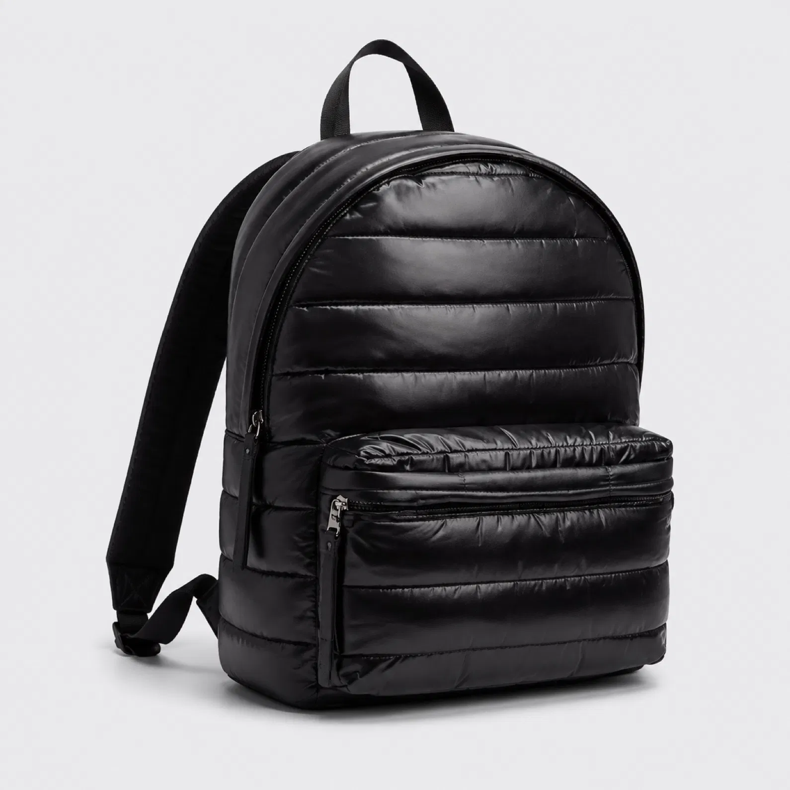 Custom Quilted Nylon Backpack with Front Zipper Pocket and Adjustable Shoulder Straps