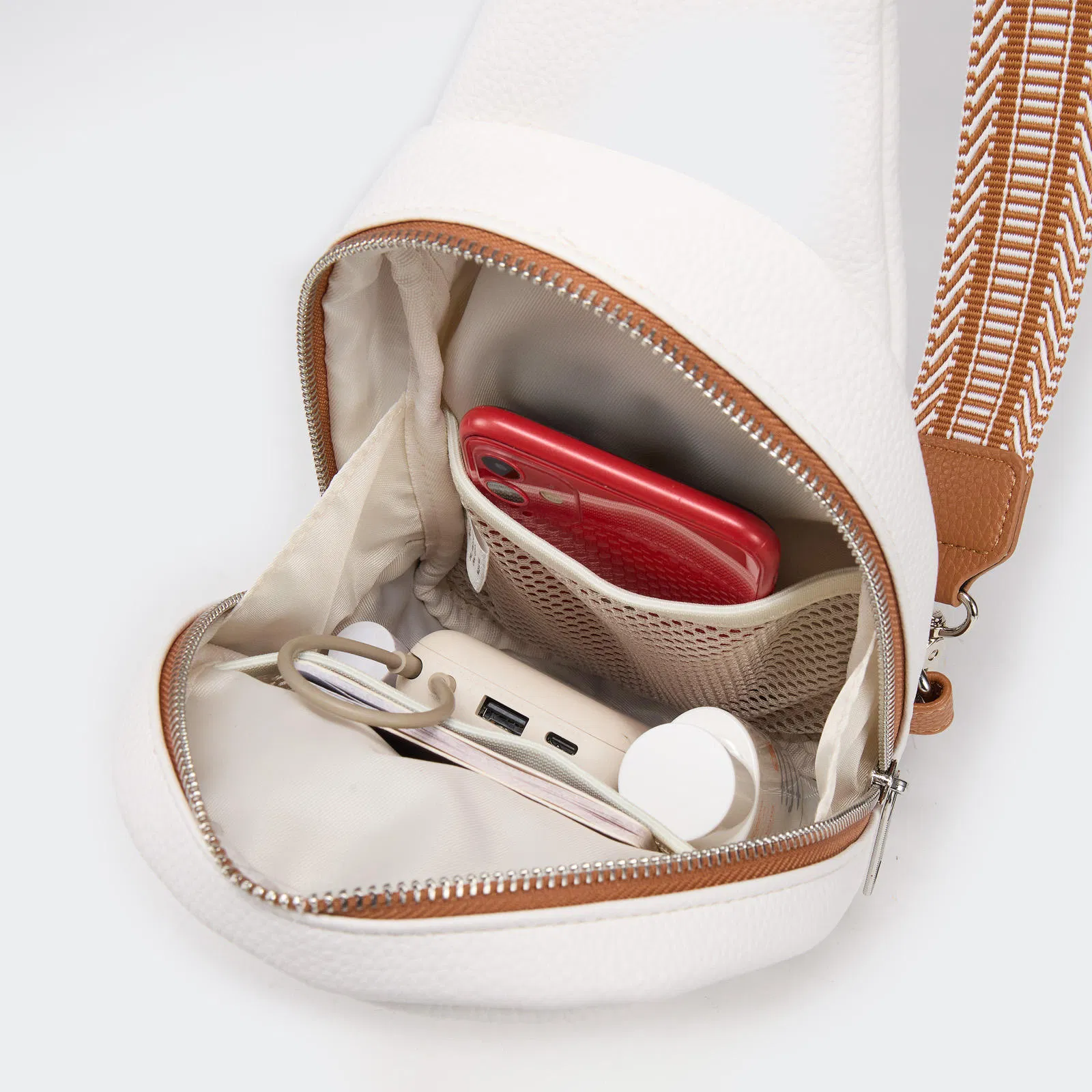 Custom PU Crossbody Sling Bag with Adjustable Woven Strap