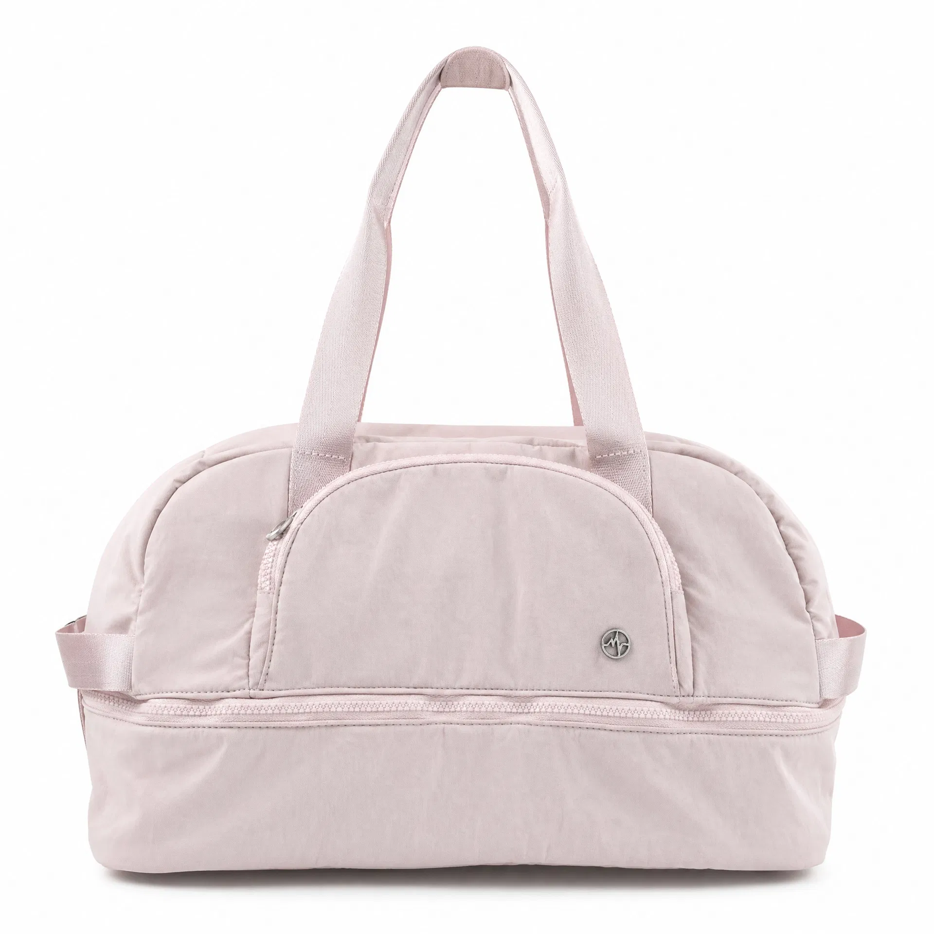 Custom Pink Nylon Travel Duffel Bag with Detachable Strap and Pockets