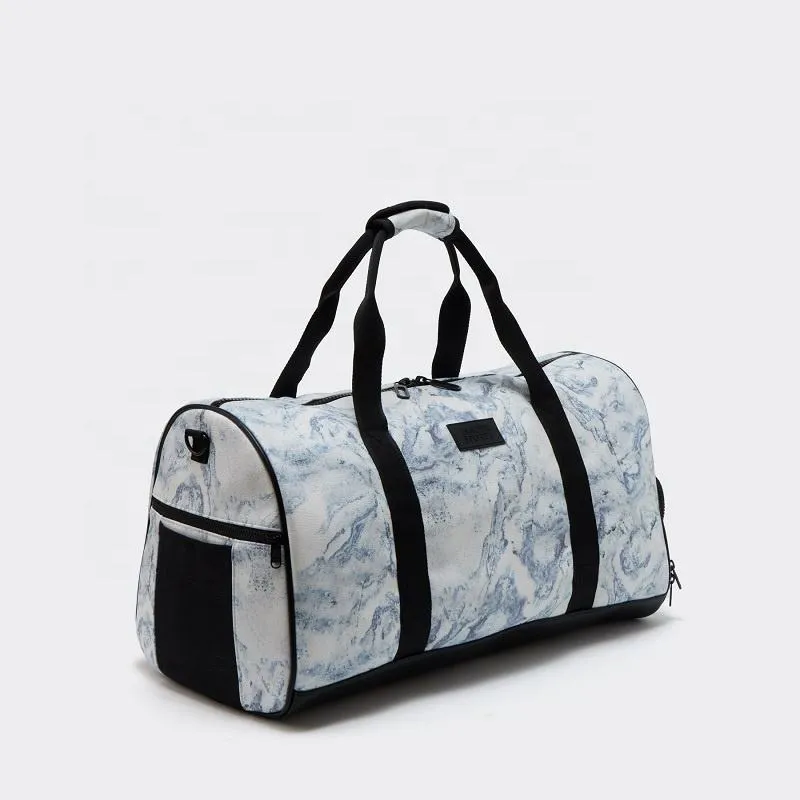 Custom Printed PU Gym Duffel Bag with Shoe Compartment and Bottle Pocket