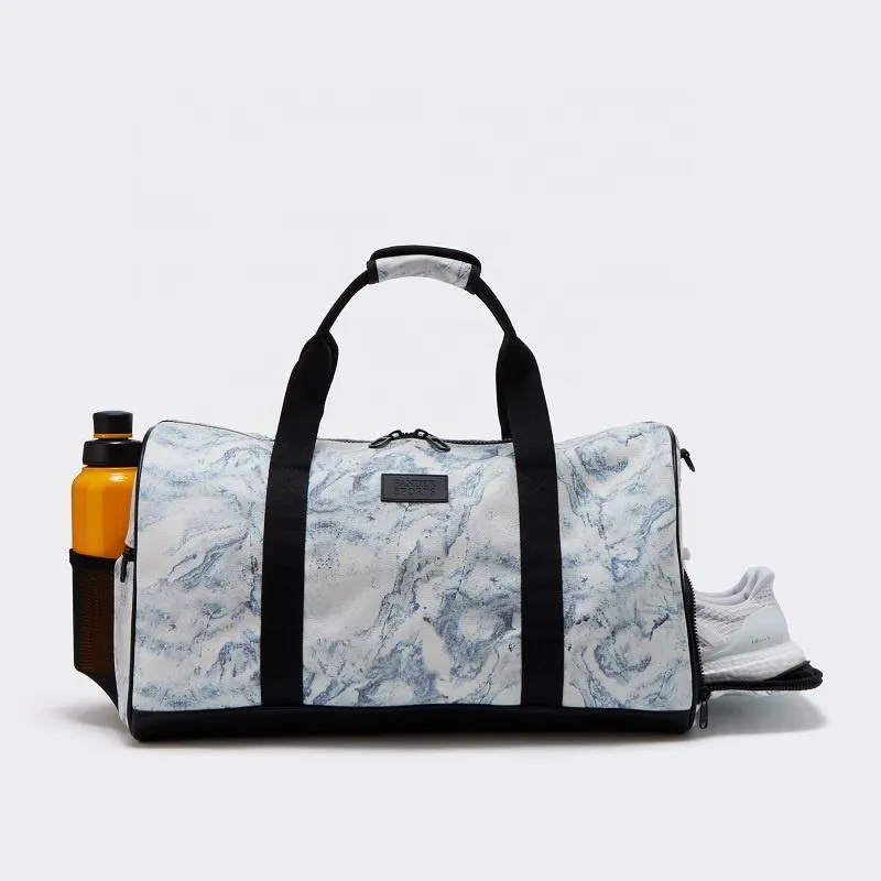 Custom Printed PU Gym Duffel Bag with Shoe Compartment and Bottle Pocket