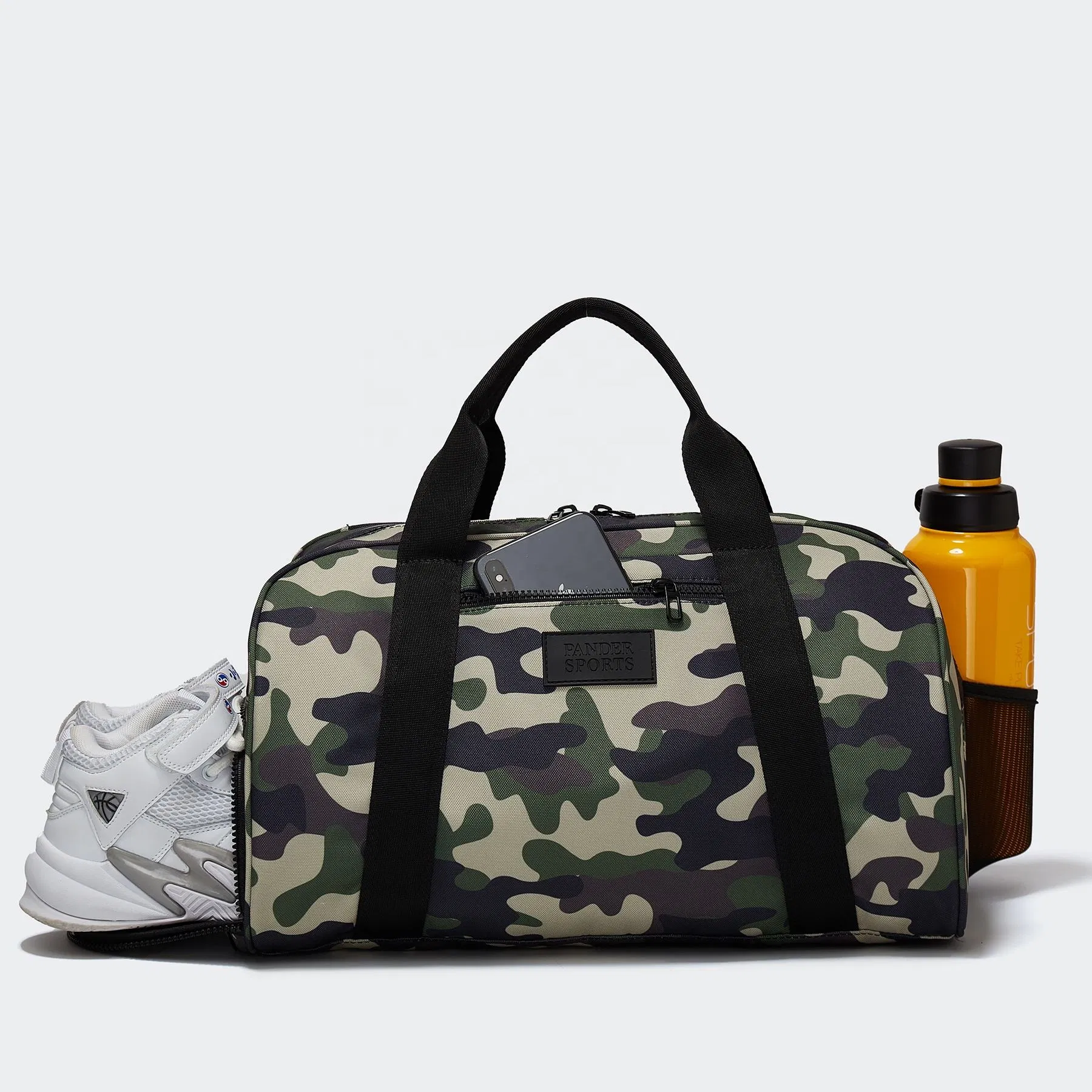 Custom Polyester Camo Gym Duffel Bag with Shoe Compartment